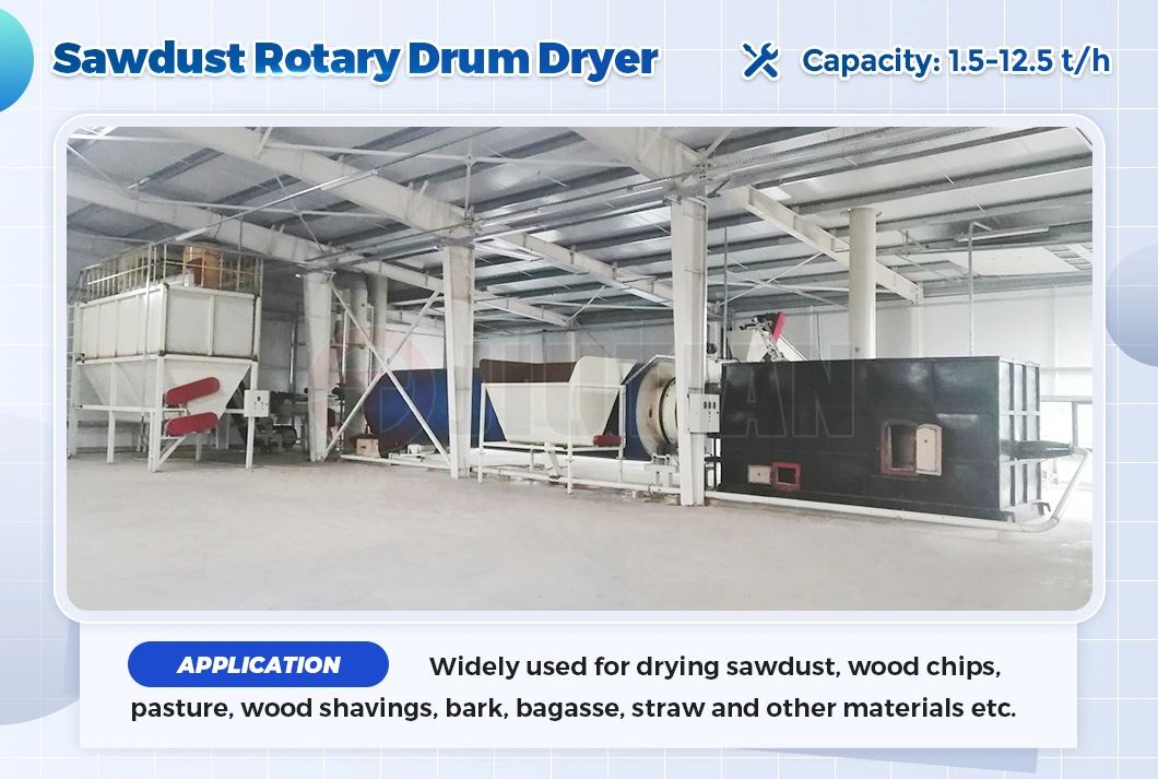 Biomass Fuel Rotary Drum Dryer for Crops Stalks, Paddy Straw, Bamboo Chips, Sawdust, Bagasse, Olive Pomace, Palm Shell Industrial Wood Chip Dryer